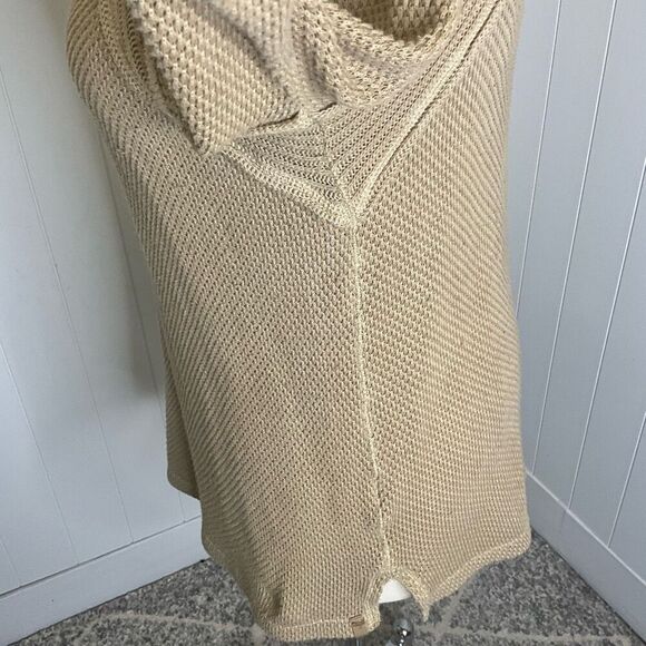 FREE PEOPLE She's A Keeper Thermal Waffle Knit Sweater Winter Wheat Tan XS - Picture 11 of 13